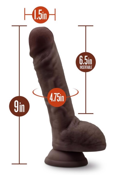 DR. SKIN SILICONE DR. MASON 9 INCH DILDO WITH SUCTION CUP CHOCOLATE