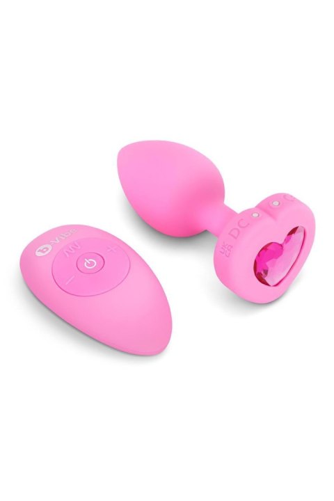 VIBRATING HEART SHAPE JEWEL PLUG SM PINK