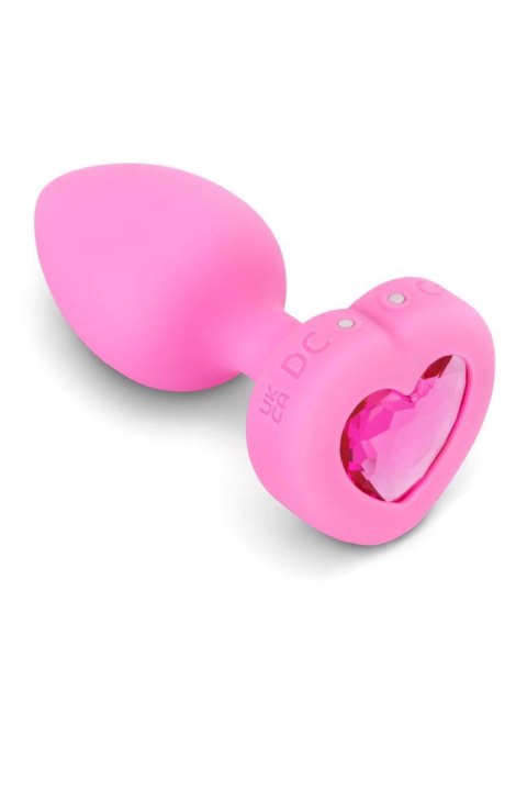 VIBRATING HEART SHAPE JEWEL PLUG SM PINK