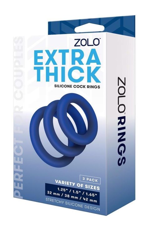 ZOLO EXTRA THICK SILICONE COCK RING 3 PK