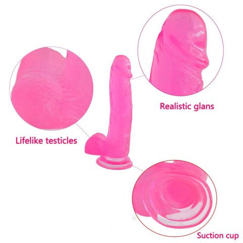 8"" Jelly Studs Crystal Dildo Large Pink