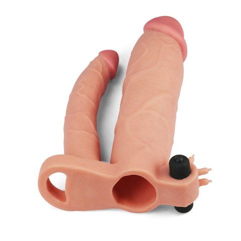 Add 3"" Pleasure X Tender Vibrating Double Penis Sleeve