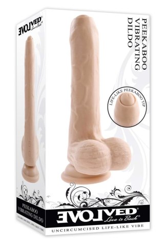 EVOLVED PEEK A BOO VIBRATING DILDO 8 INCH LIGHT