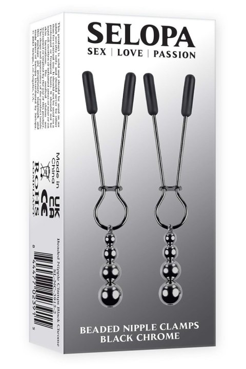 SELOPA BEADED NIPPLE CLAMPS BLACK CHROME