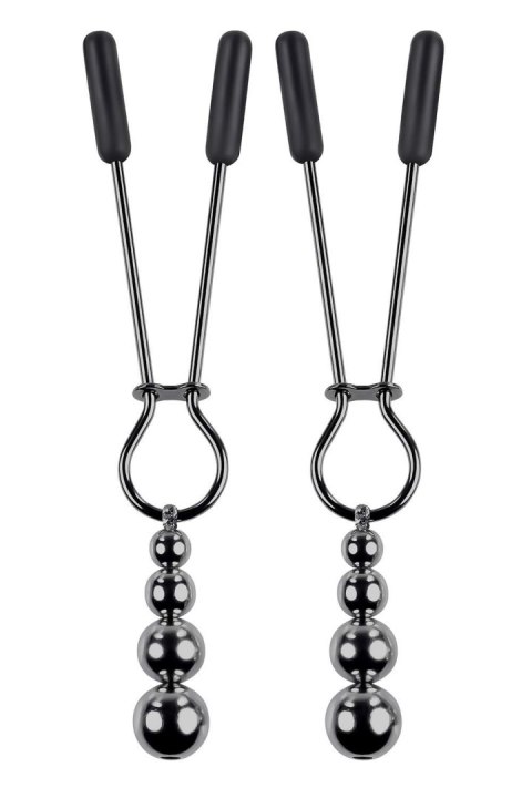 SELOPA BEADED NIPPLE CLAMPS BLACK CHROME