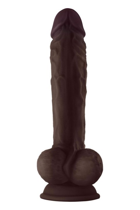 SHAFT MODEL A 10.5 INCH LIQUID SILICONE DONG WITH BALLS MAHOGANY