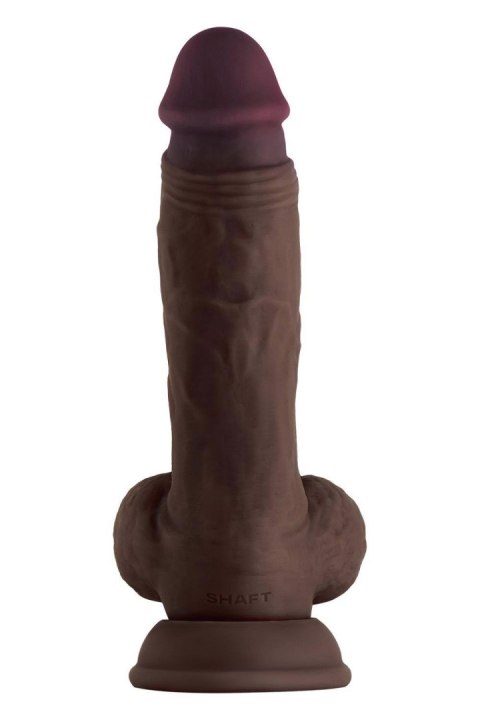 SHAFT MODEL A 8.5 INCH LIQUIDE SILICONE DONG WITH BALLS MAHOGANY