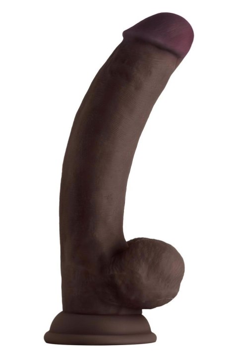 SHAFT MODEL C 8.5 INCH LIQUIDE SILICONE DONG WITH BALLS MAHOGANY