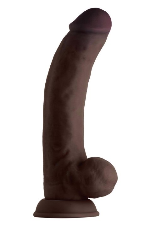 SHAFT MODEL C 9.5 INCH LIQUIDE SILICONE DONG WITH BALLS MAHOGANY