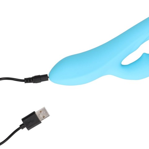 Ribbed Ultra Soft Silicone Rabbit Vibrator - Glacial Blue