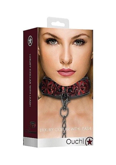 Luxury Collar with Leash - Burgundy