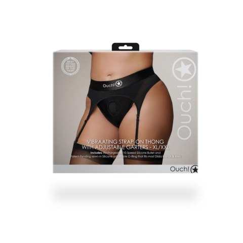 Vibrating Strap-on Thong with Adjustable Garters - XL/XXL