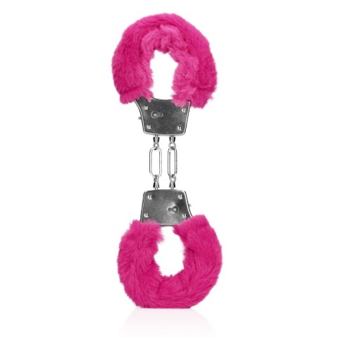 Furry Metal Hand Cuffs - Pink