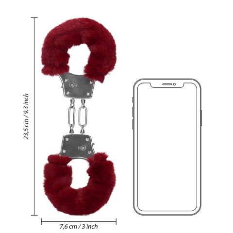 Furry Metal Hand Cuffs - Red