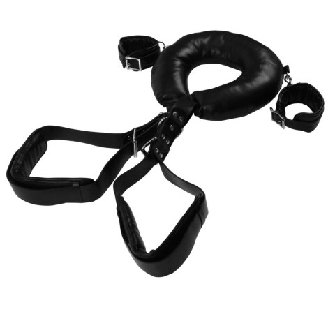 Padded Thigh Sling with Hand Cuffs - Black