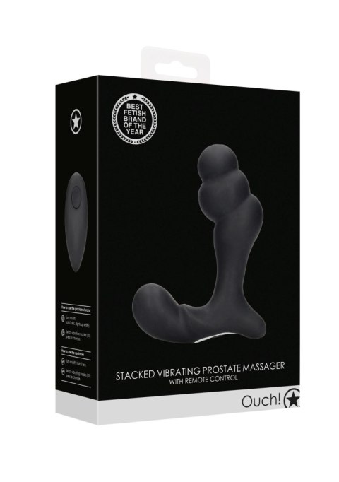 Stacked Vibrating Prostate Massager with Remote Control - Black