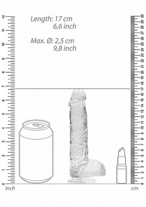 6"" / 15 cm Realistic Dildo With Balls - Transparent