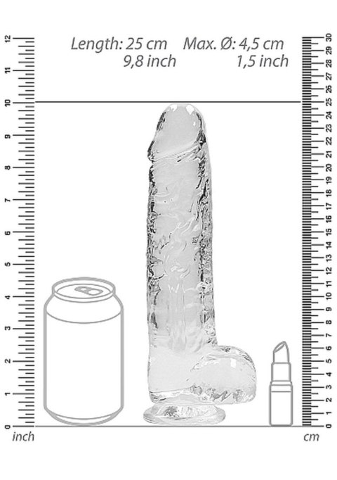 9"" / 23 cm Realistic Dildo With Balls - Transparent