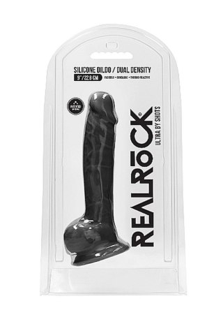 Silicone Dildo With Balls - 22,8 cm - Black