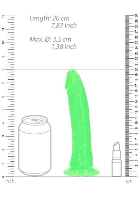 Slim Realistic Dildo with Suction Cup - Glow in the Dark - 7'' / 18 cm