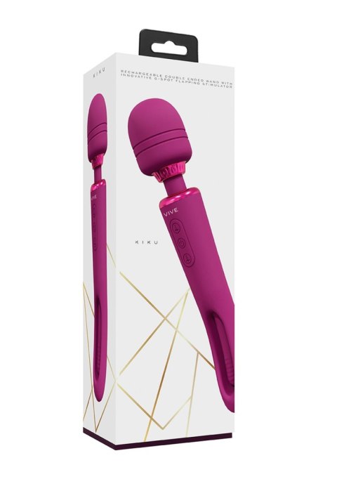 VIVE - Kiku - Rechargeable Double Ended Wand with Innovative G-Spot Flapping Stimulator - Pink