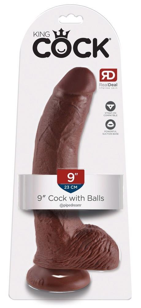 KC 9" Cock with Balls Brown