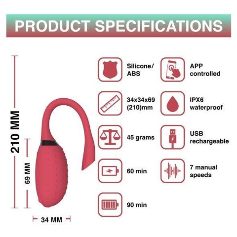 Fugu Smart Wearable Vibrator Red | Wibrator z aplikacją