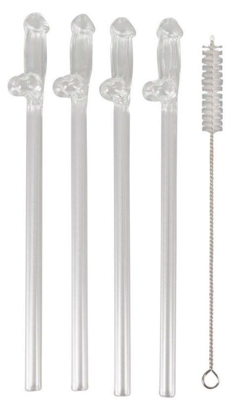 Glass Drinking Straw Willy x 4